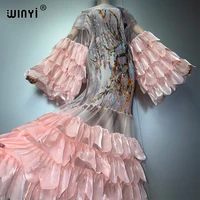 Robe plissée élastique WINYI, style kaftan abaya, pour femmes musulmanes, tenue de plage, robe de soirée de luxe pour Dubaï 3