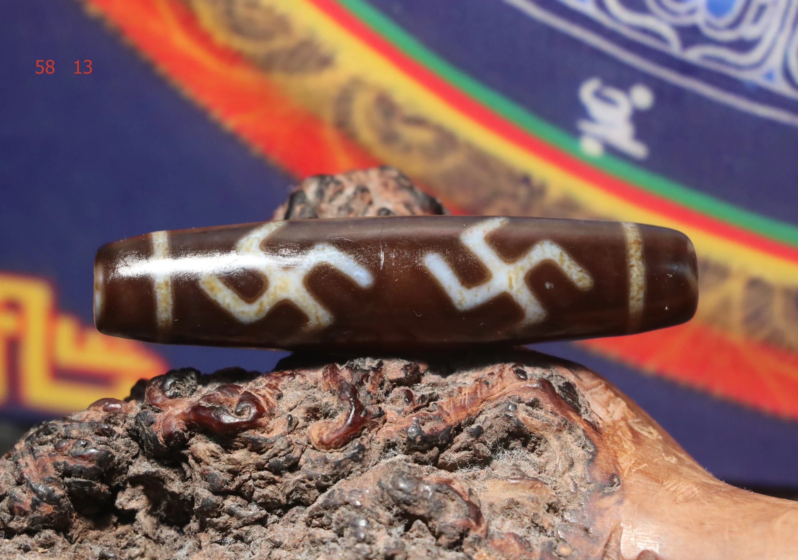 

AL Ultra Energy Tibetan Old Agate 2 Wanzi Swastica 3 Buddha Eyed dZi Bead Pendant Amulet Big Treasure Timestown UPD21Asw