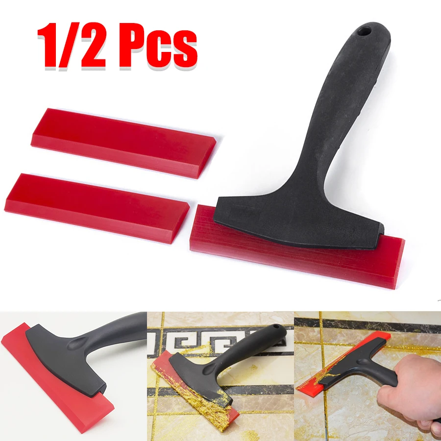 타일 갭 필링 청소 스크레이퍼 삽 그라우트 및 고무 스크레이퍼, 타일 고정 자동차 필름 유리 눈 얼음 흙손 제거기, 2 in 1