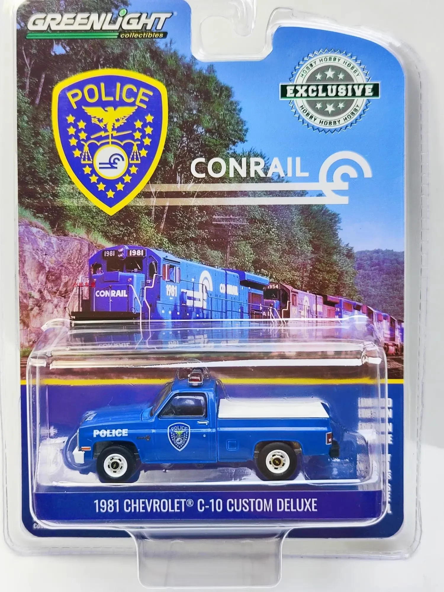 1:64 1981 Chevrolet C-10 Custom Deluxe Conrail Police Diecast Metal Alloy Model Car Toys For Gift Collection Welcome product