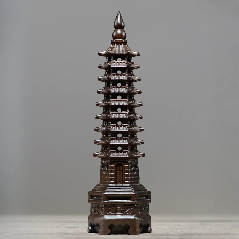 Wenchang Tower Decoration, Ebony Wood Carving, Creative Wooden Crafts, Study Decoration, Simplicity Household, Fashion