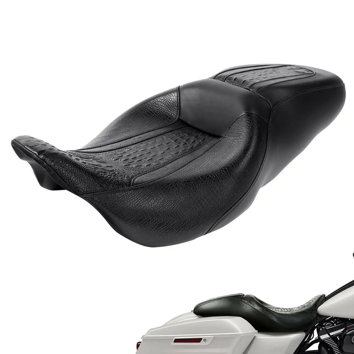 Motorcycle Black Rider Driver & Passenger Seat For Harley Touring Street Glide Road King CVO Road Glide 2009-2023 2018 2021