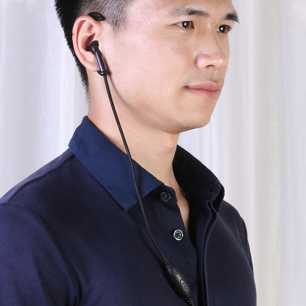 2Pin K Head Braided Earphone Earpiece with PTT Microphone for Kenwood KPG Radio Widely Used in Catering Hotels Outdoor