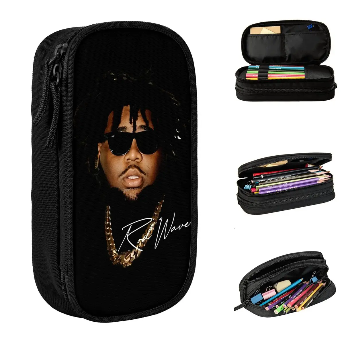 Rod Wave Singer Rapper Accessories Pencil Case Large-capacity Office Accessories Musical Pencil Case Stationery Birthday Gift