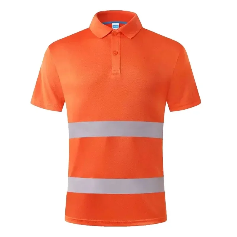 Work Shirt Men Safety Polo Shirt Summer Construction Workwear With Reflective Stripes Quick Dry