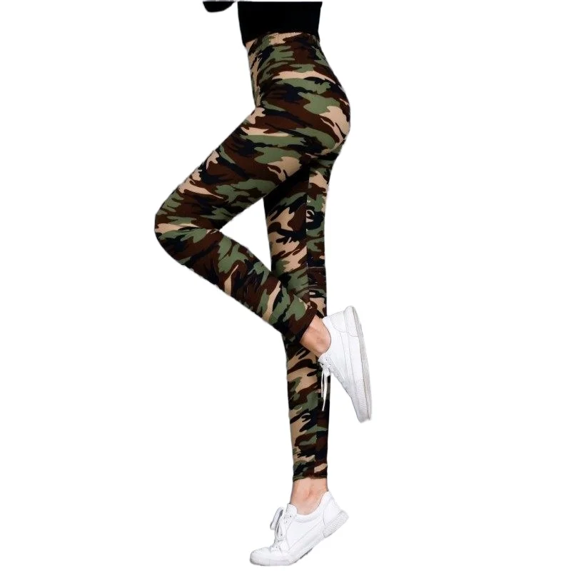 Camouflage Printed Leggings Army Green Sport Women Fitness Workout Pants Polyester Skinny Leggins Push Up Sexy Jegging