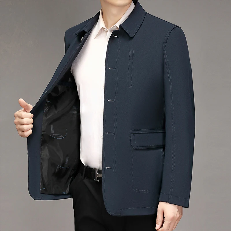 

Осень-зима, деловые повседневные шерстяные куртки с флисовой подкладкой, мужская шерстяная куртка, облегающие толстые теплые плащи, мужская брендовая верхняя одежда