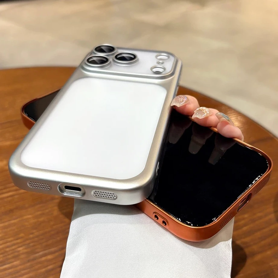 2026 جديد برتقالي رقيقة جدا متجمد جراب هاتف آيفون 17 17Pro 17Pro ماكس عدسة فيلم حماية للصدمات الصلب PCScratch غطاء