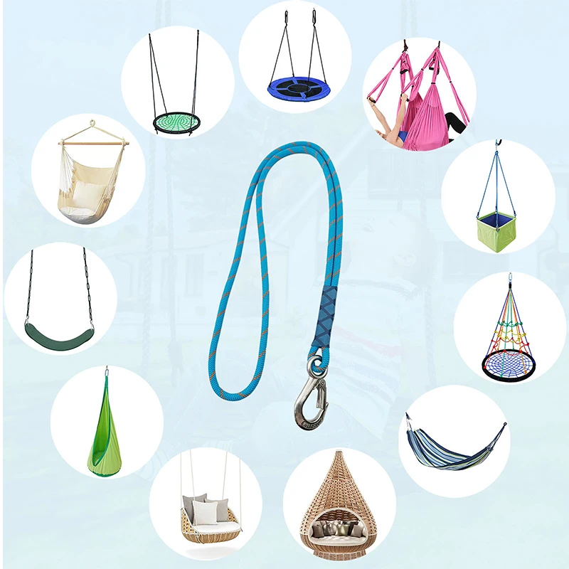 Heavy Duty Nylon Sling With Metal Hook-wear-resistant-suitable For Outdoor Hammocks Tree Swings And Patio Chairs Home Decor