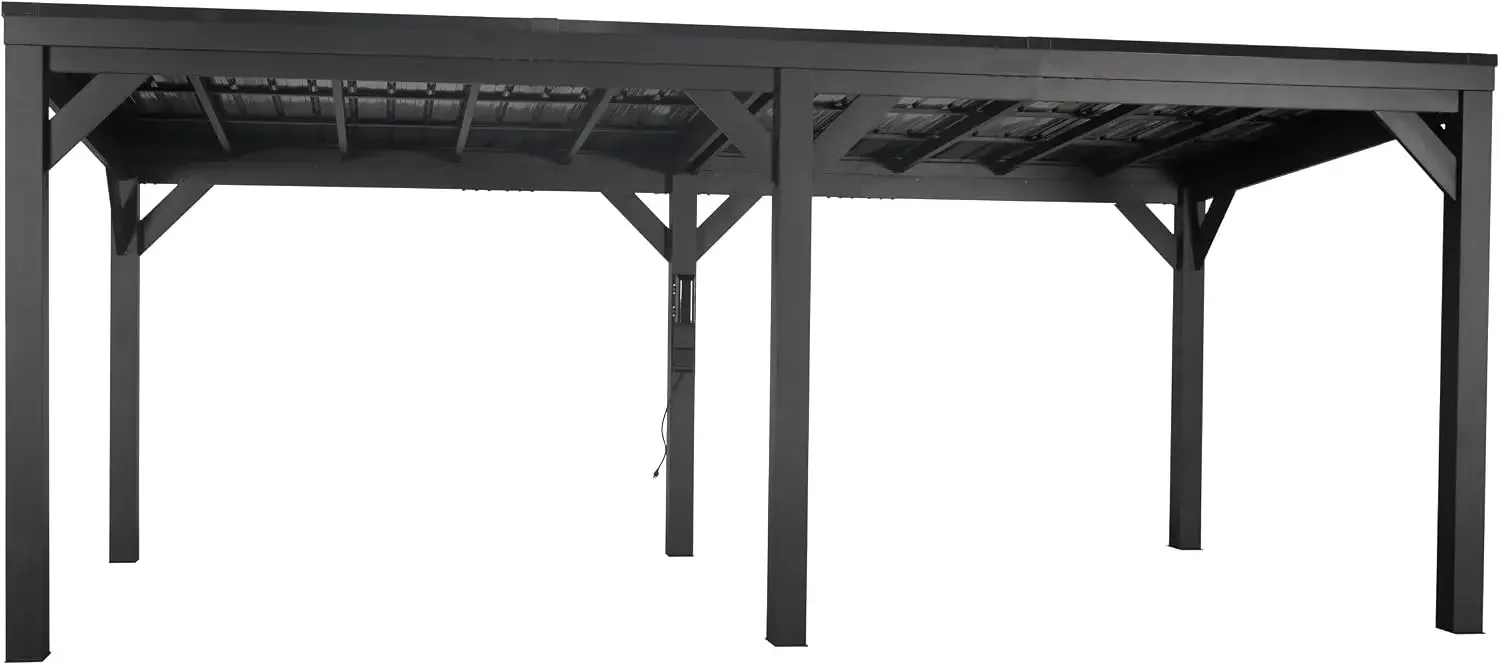 Stonebridge 20' x 9.5' Galvanized Steel Outdoor Gazebo Pavilion with Hardtop Slope Roof, Snow Load Support, Wind Resistance, Pow