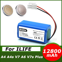 100%New Original 14.8V 12800mAh li ion Rechargeable Battery For ILIFE A4 A4s V7s A6 V7s plus Robot Vacuum Cleaner iLife battery