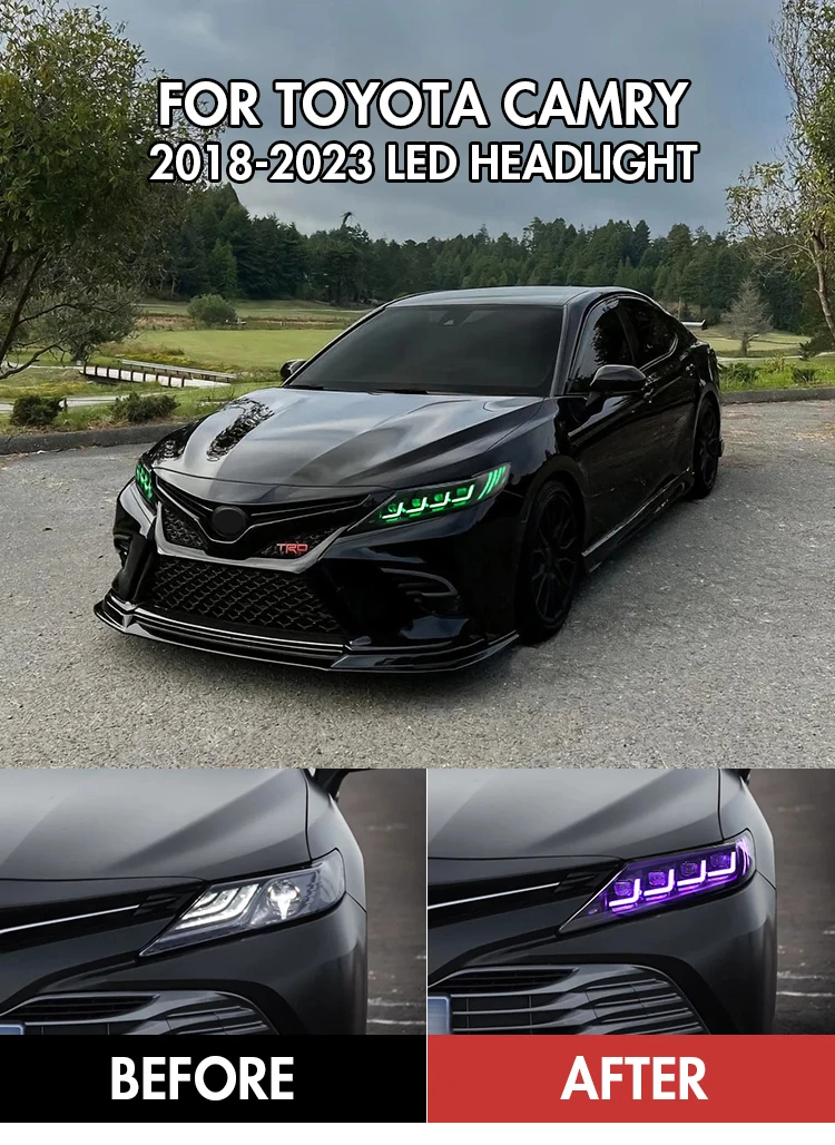 

New RGB Headlights For 2018-2024 Toyota Camry LE SE XLE XSE TRD Quad Projectors Headlights 2 Pcs Precision Beam DRL