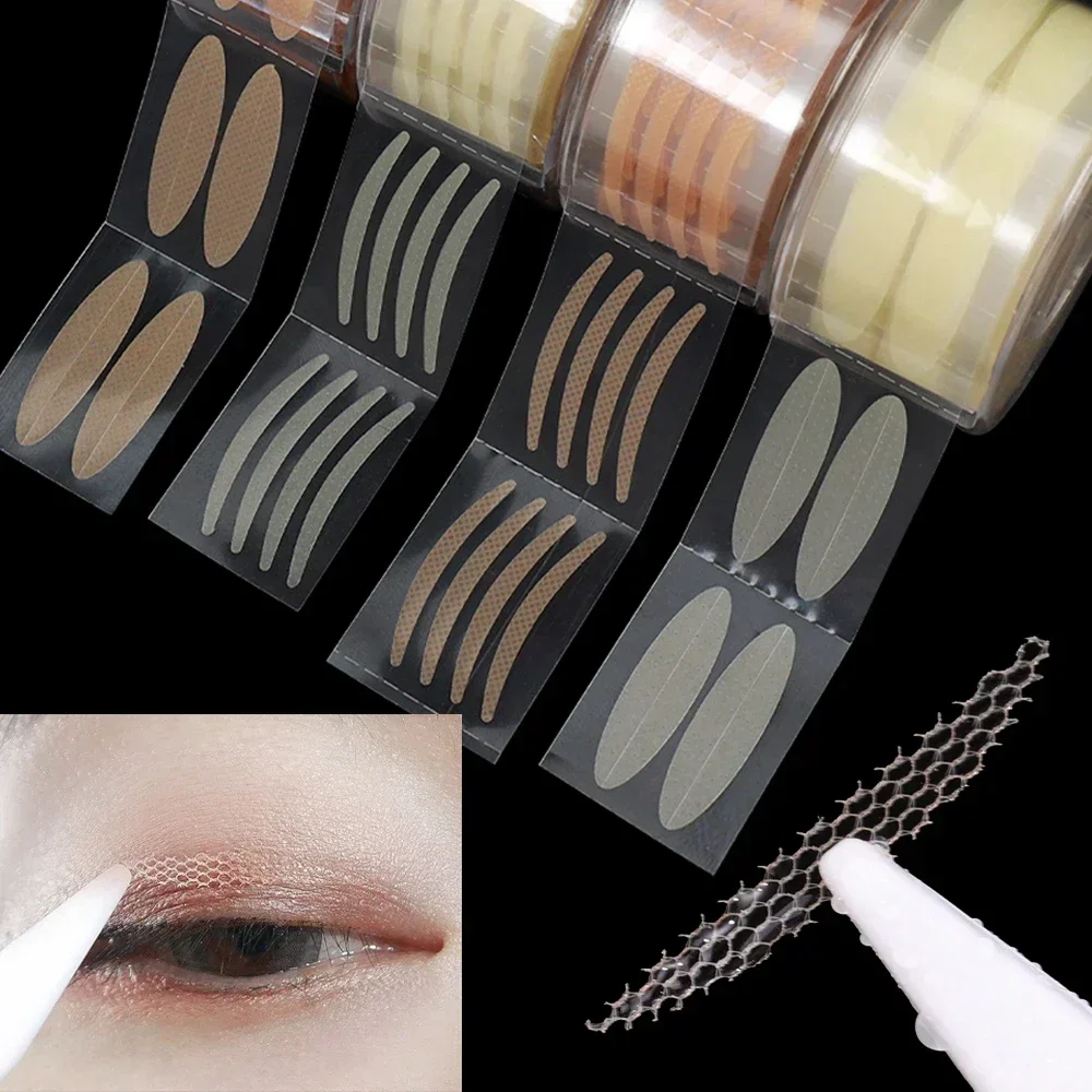 Transparent Grey Beige Big Eyes Invisible Lace Mesh Fiber Self-adhesive Eye Patch Eyelid Double Eyelid Tape Sticker Makeup Tools