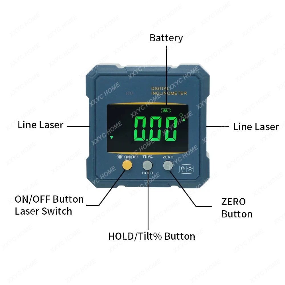 Digital Angle Finder Protractor, 2 In 1 Digital Level Angle Gauge Chargeable Digital Inclinometer Angle Measuring Tool