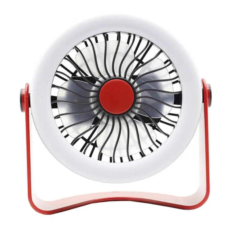 360 Degree Rotating Table Fan Low Noise Small Cooling Fan with LED Light Portable USB Mini Desktop Fan for Home Office