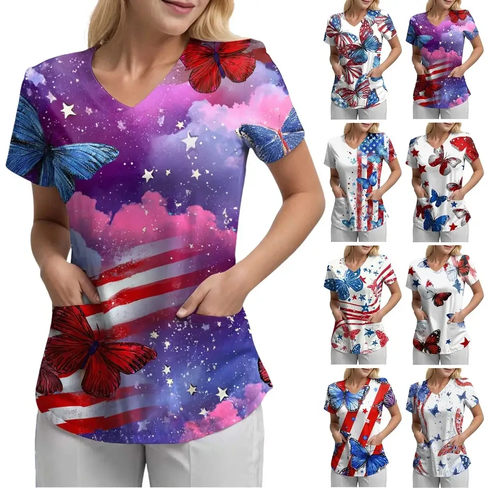 

250 Years America Anniversary 1776 250th Birthday US Flag T-Shirt Womens 3D Print Nursing Tops Patriotic Independence Day Tees