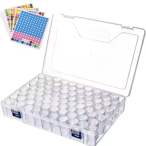 New 24/30/48/60/80 Bottles 5D Diamond Painting Tools Accessories Beads Mosaic Storage Container Storage Box With Labels Stickers