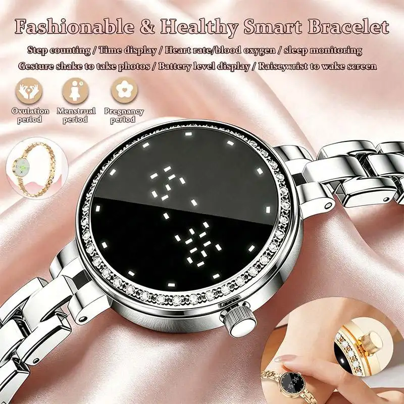 

2026 New Women's Fashion Smart Bracelet Sleep Health Monitor Women's Menstrual Cycle Waterproof Pedometer Smart Watch for Women