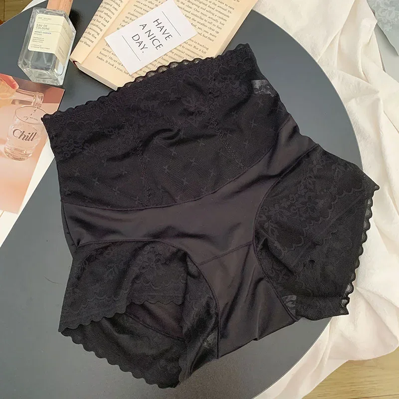 

Women High Waist Knicker Briefs Tummy Control Panties Underwear Sheer Lace See Though Underpants Breathable Comfy Lingerie