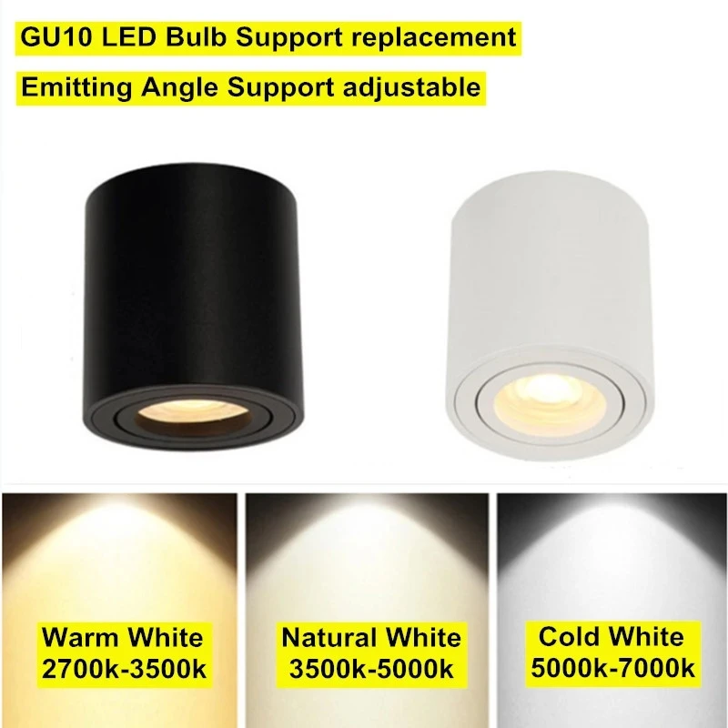 Adjustable LED Round Surface Mount Downlight 9W 12W 15W GU10 Fixture Cylinder Ceiling Down Spot Light Bedroom Lamp