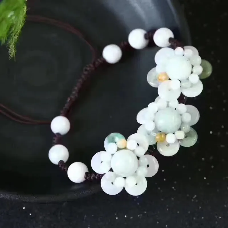 Customized Natural Emerald Sunflower DIY Bracelet Charm Jewellery Fashion Accessories Hand-Carved Man Woman Luck Amulet New