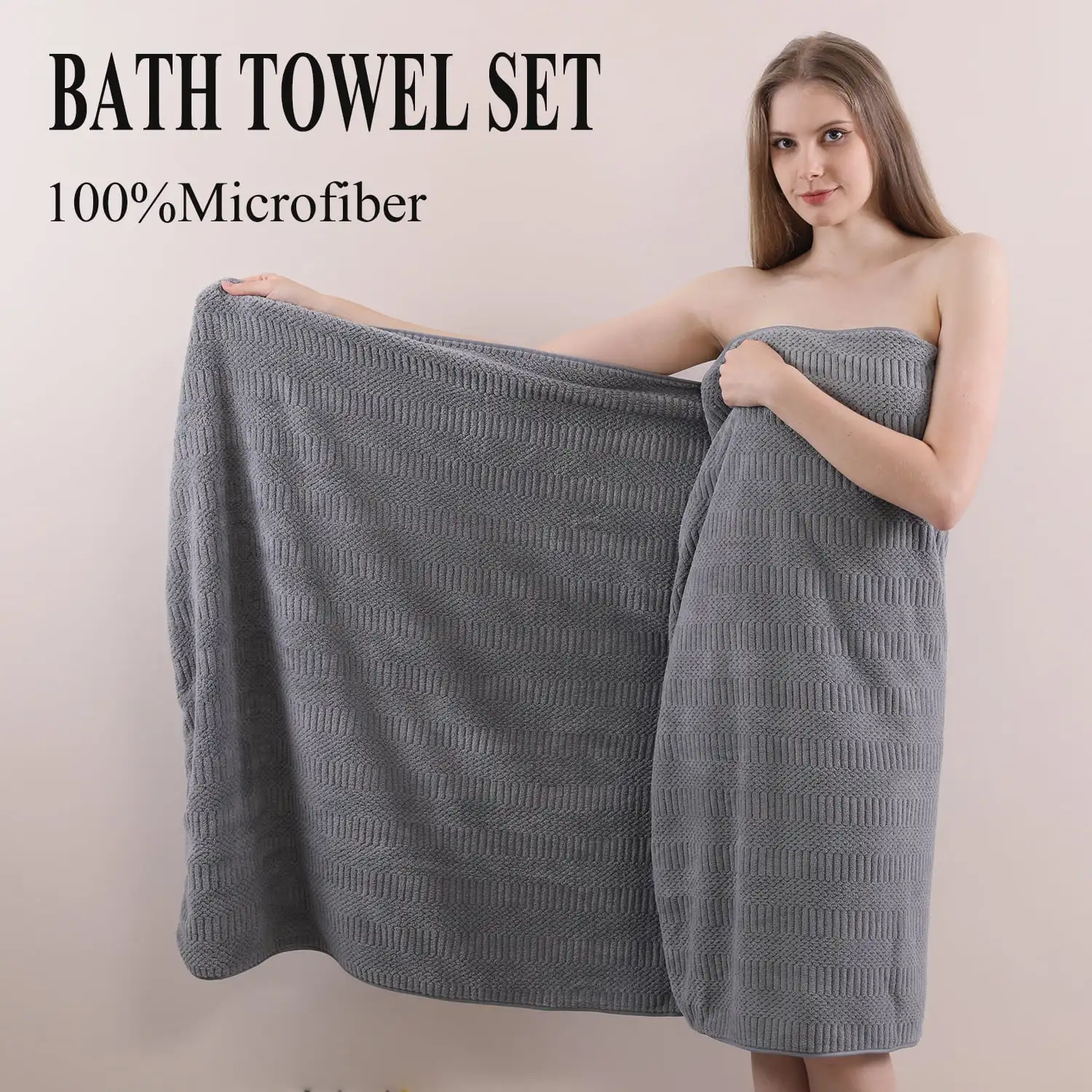 Bathroom Towel Set Dark Gray 4 Piece 700GSM Ultra Microfiber Bath Towel Set for Adult Child and Senior