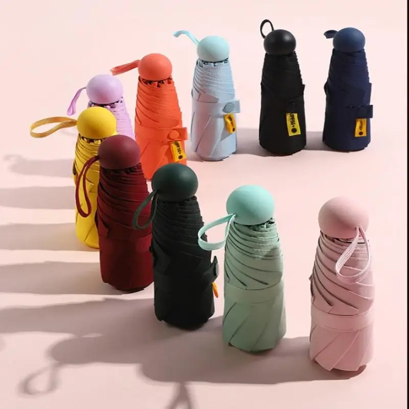 1Pcs Portable Umbrella With Uv Coating And 6 Reinforced Ribs Anti-Uv Mini Umbrella For Sunny And Rainy Days