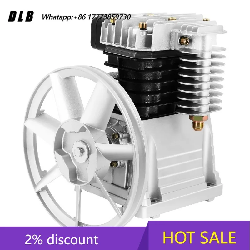 【Popular】2.2KW 3HP Air Compressor Pump Head, 250L/min, 0.8Mpa Single Stage Twin Cylinder Air Compressor Pump Head