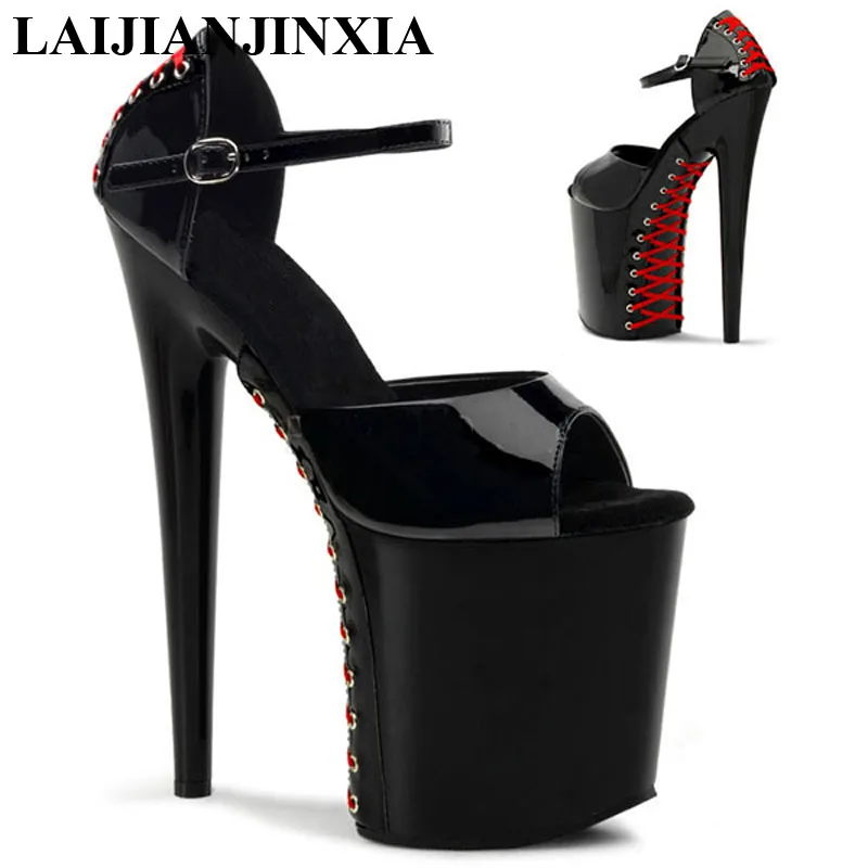 LAIJIANJINXIA New 20CM/8inches PU Upper Fashion Sexy Exotic High Heel Platform Party Women Sandals Pole Dance Shoes E108