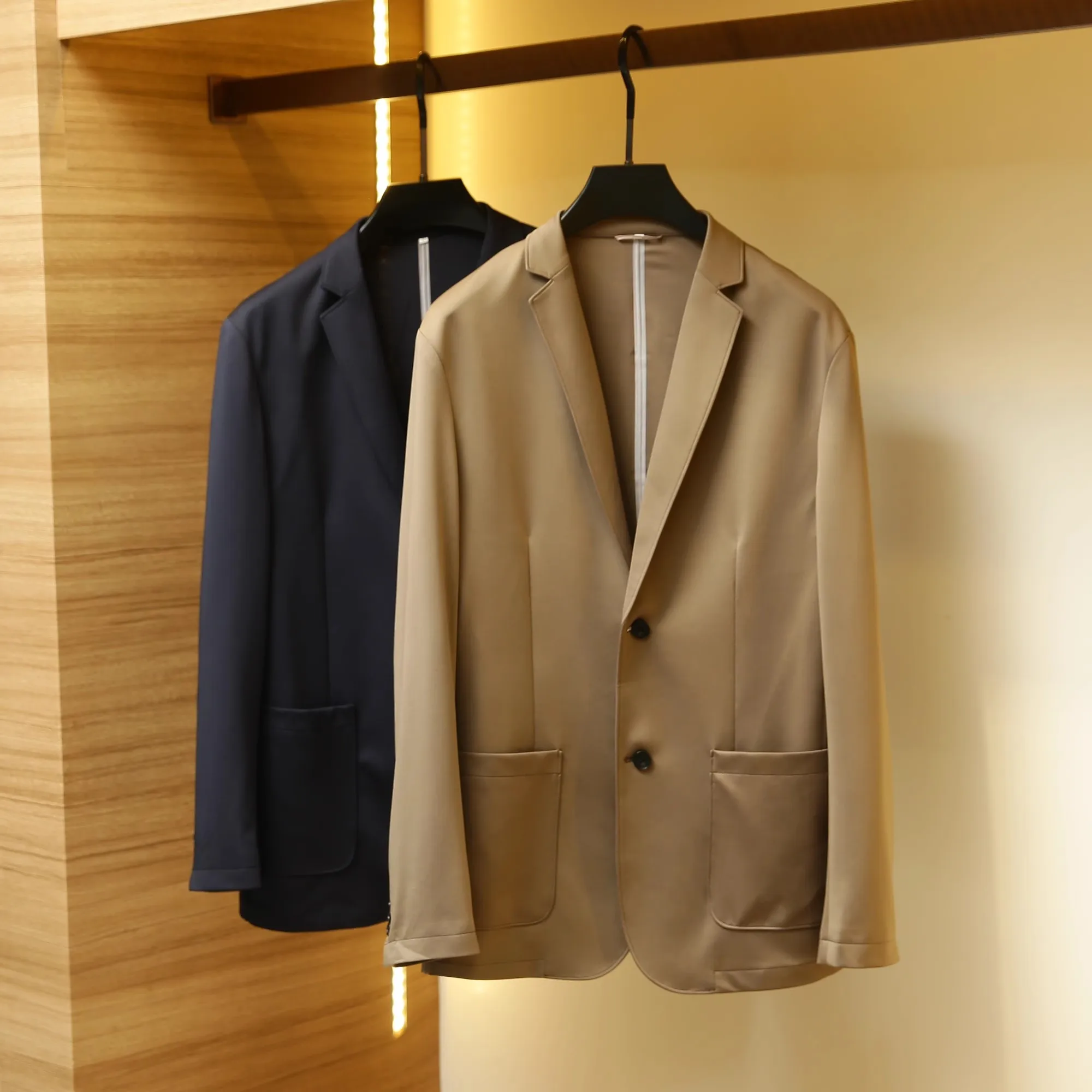 

Italian Luxury Men's Busin Casual Suit Jaet Premium Full Prure Glue Proc Spring New Sle Stand Fit Long Sve