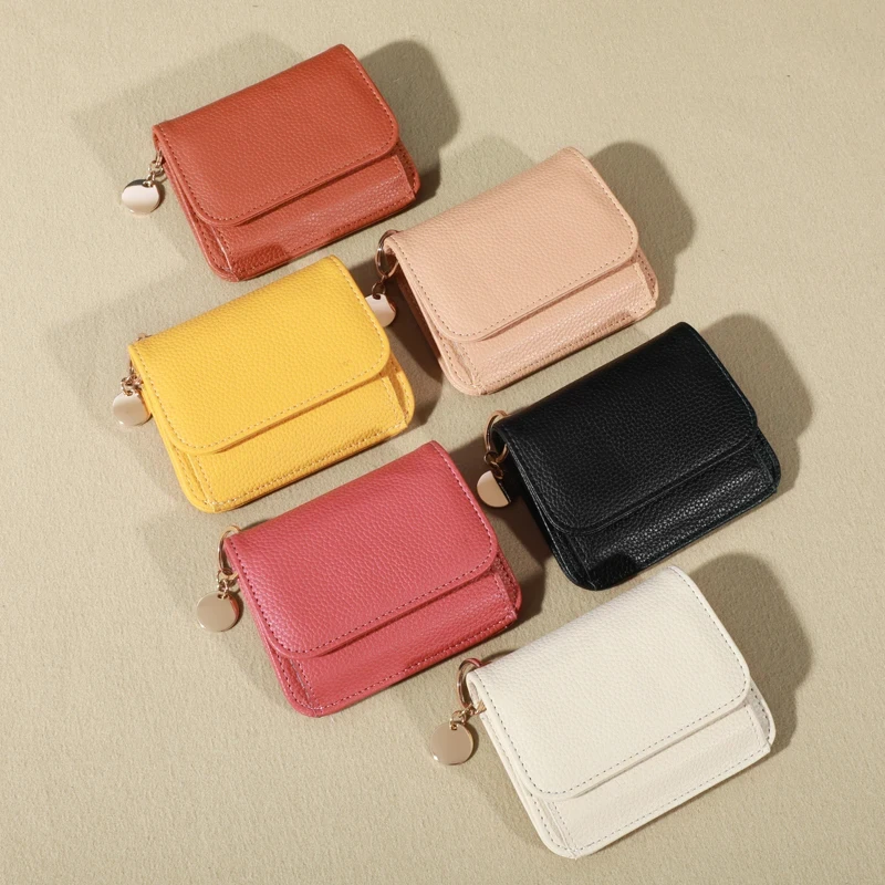 Portafoglio corto vintage tinta unita donna uomo portamonete portatile borsa porta carte di credito portafogli giornalieri minimalisti