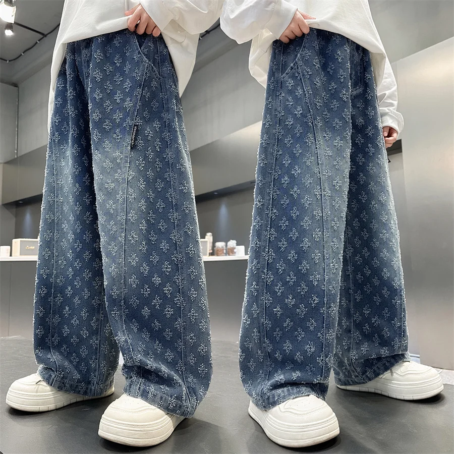 New Kids Designer High Street Fashion Distressed Jeans For Teen Boys Stylish Ripped Denim Pants Children Trendy Jeans Trousers