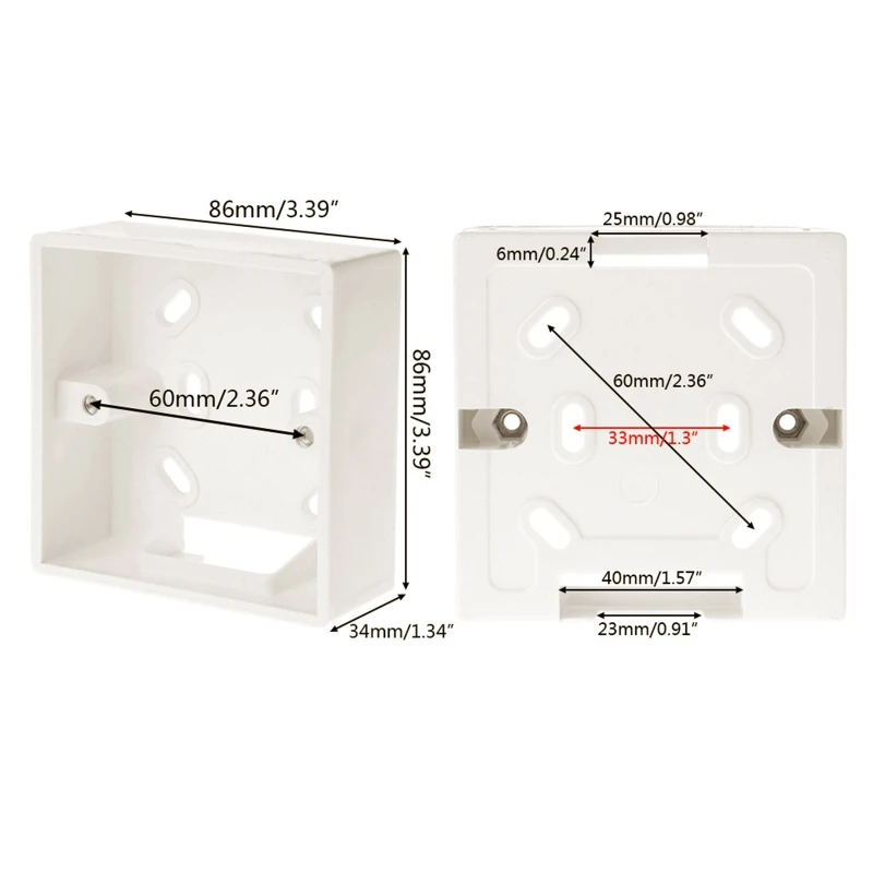 

Wall Mounted Junction Box with 60mm Installation Hole 33mm Depth Antiflaming Power Box PVC Material Used for Industrial