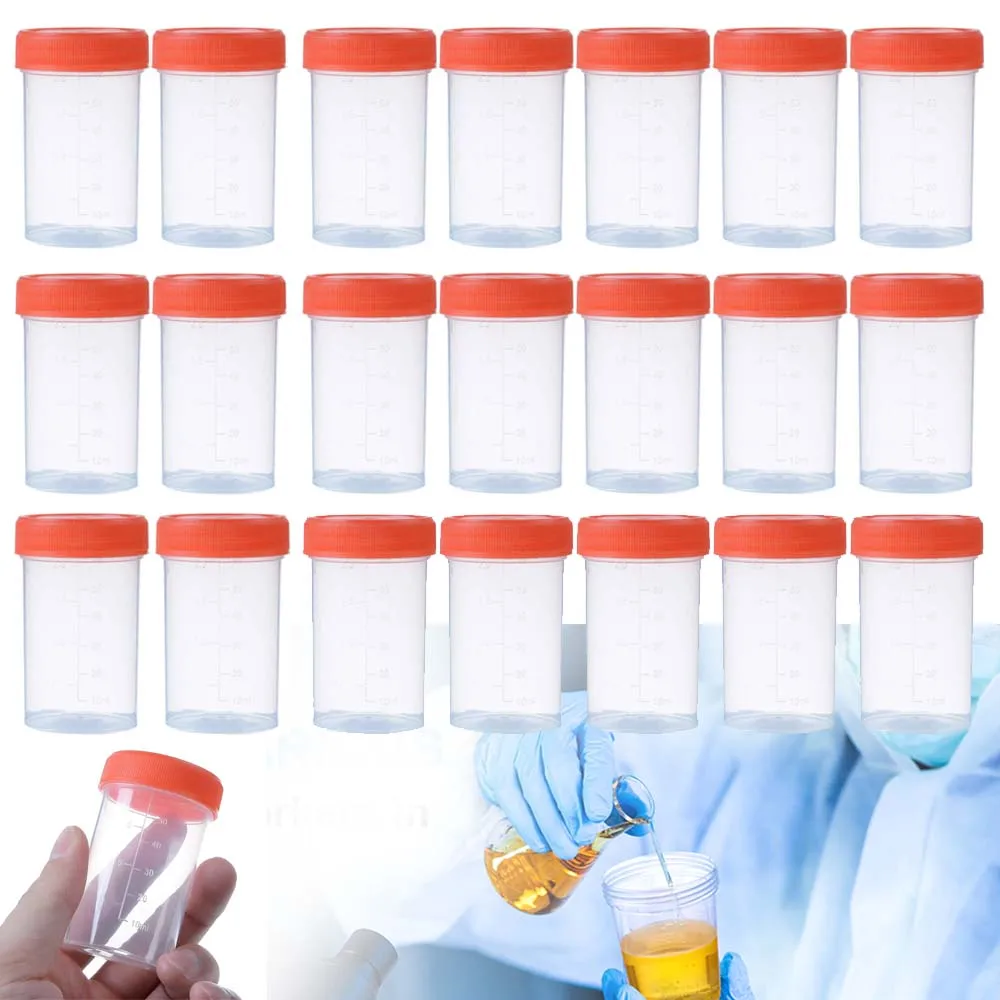 10-100 Stuks Ziekenhuis 60Ml Urine Collectie Monster Cup Specimen Fles Fysieke Test Plastic Beker Container Voor medisch Gebruik