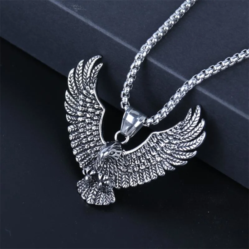 Exquisite Fashion Eagle Wings Luxury Pendant Necklace Punk Hip Hop Retro Trendy Men's Jewelry Accessories Necklace 2022 Trend image 2
