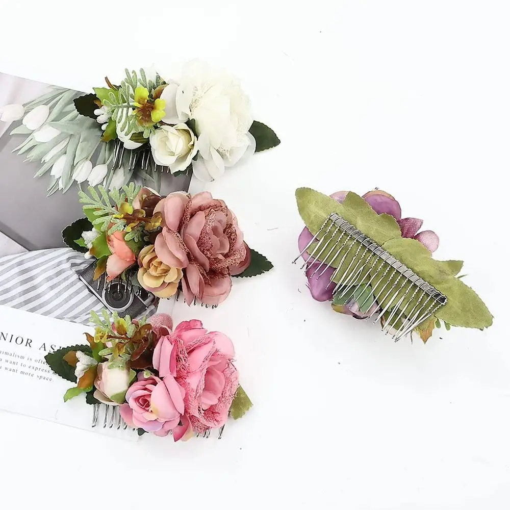 Shining Bridal Hairpin Headwear Bridal Crystal Hair Ornaments Flower Hair Comb Bridal Hair Accessories Flower Leaf  Hair Comb