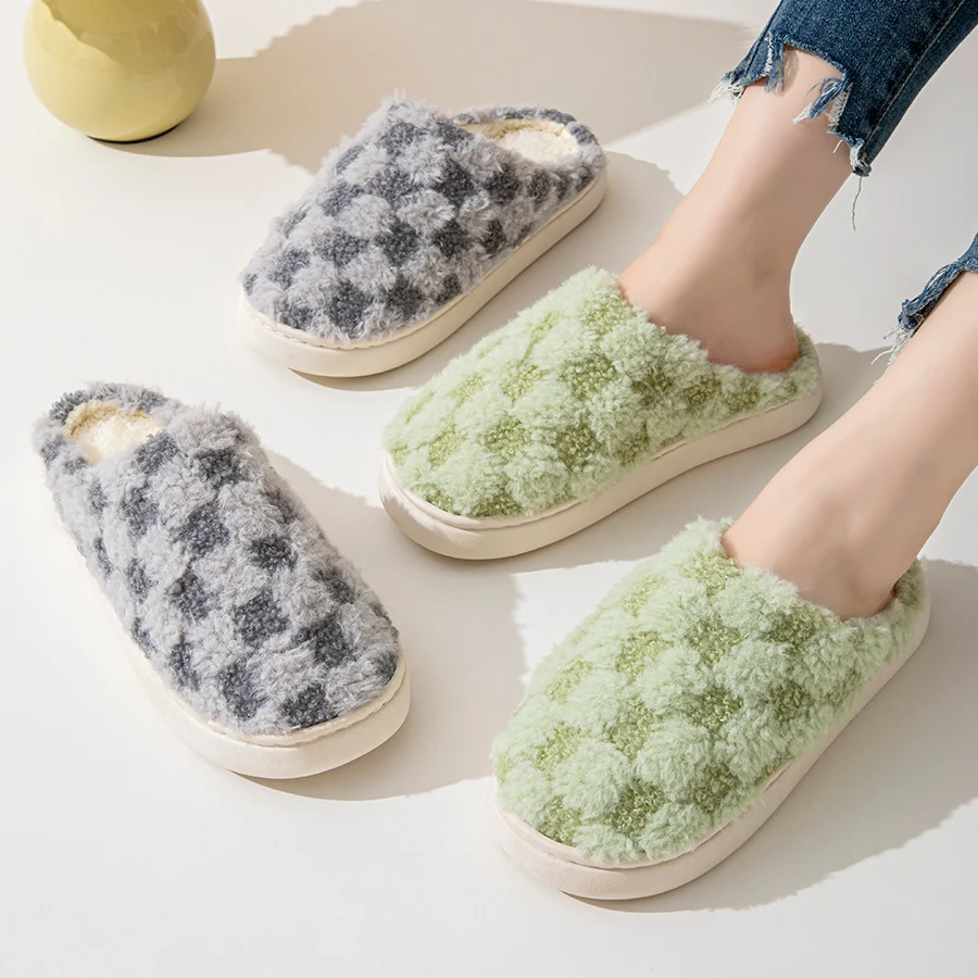 Autumn and Winter Women's Cotton Slippers - Cozy Couple's Non-Slip House Shoes, Thick Sole Wool Indoor Slippers for Men & Women