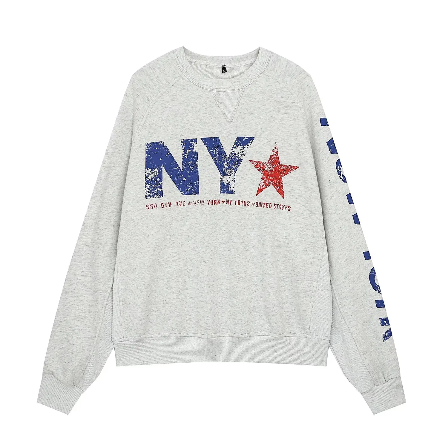 Women's 2026 Vintage Print Sweatshirt Top Outerwear Raglan Sleeve Letter Star Graphic Loose Casual Daily Autumn