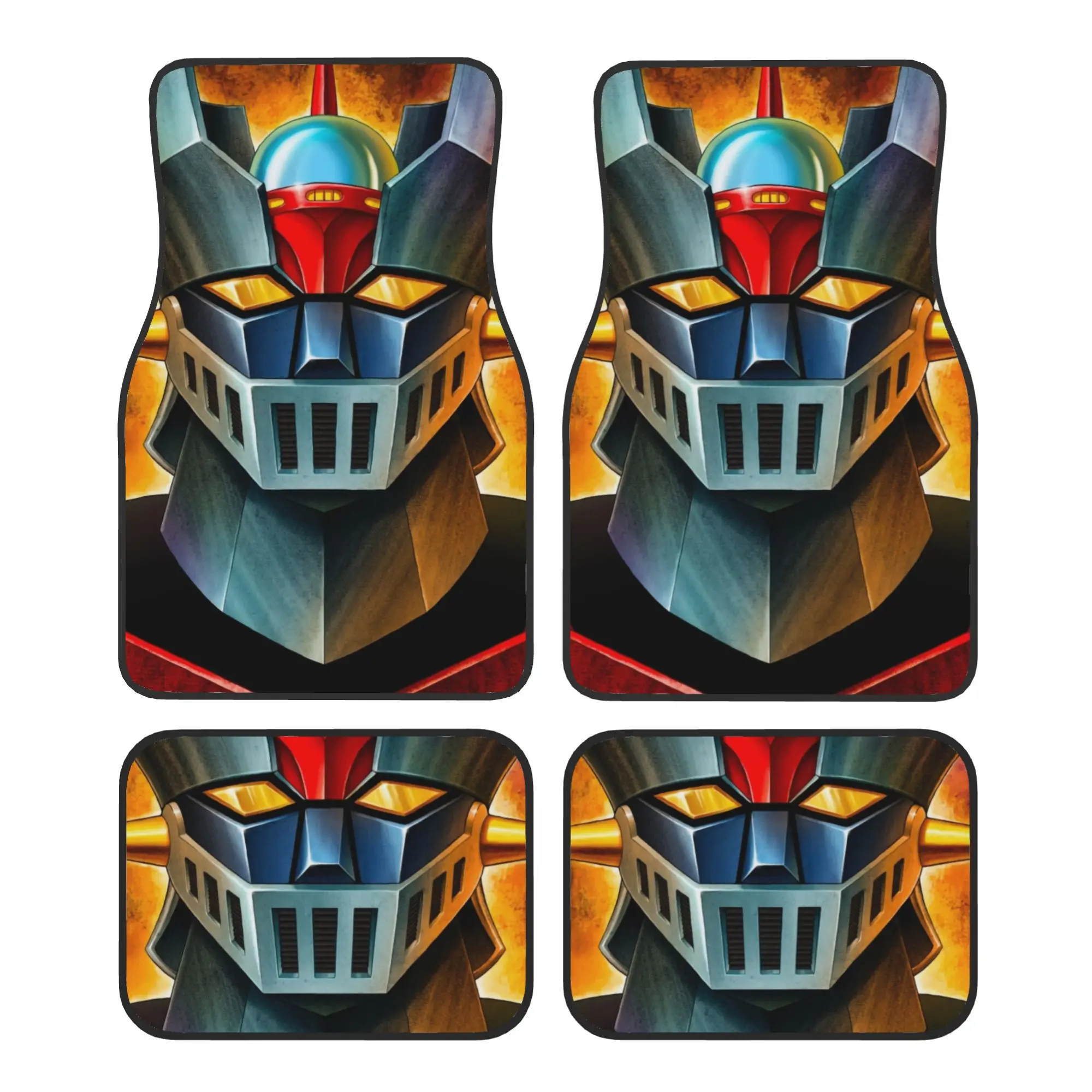 

UFO Robot Mazinger Z Car Floor Mats of 4 Pieces Crystal Velvet Rugs Anime Manga Universal Car Front Rear Carpets Foot Mats