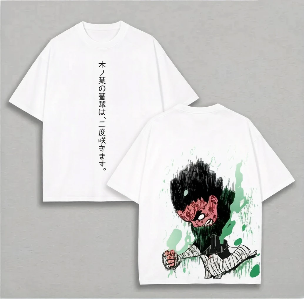 2026 Sommer Rock Lee T-Shirt Eight Gates Naruto Vintage Acid Wash Streetwear Retro Anime Grafik Herren T-Shirts Baumwollkleidung Top