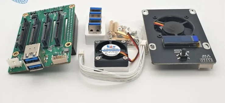 QUAD SATA KIT FOR RASPBERRY PI 4 Easily build your own NAS Network Storage Server KI