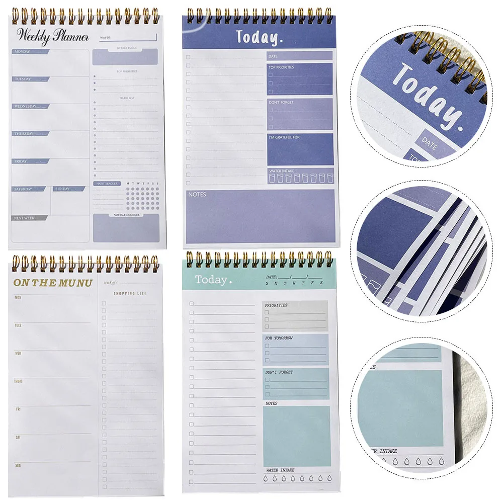 

4Pcs Portable Planner Notepad Daily Tear Off to Do List Memo Pads Schedule Organizer for Students Office Travel