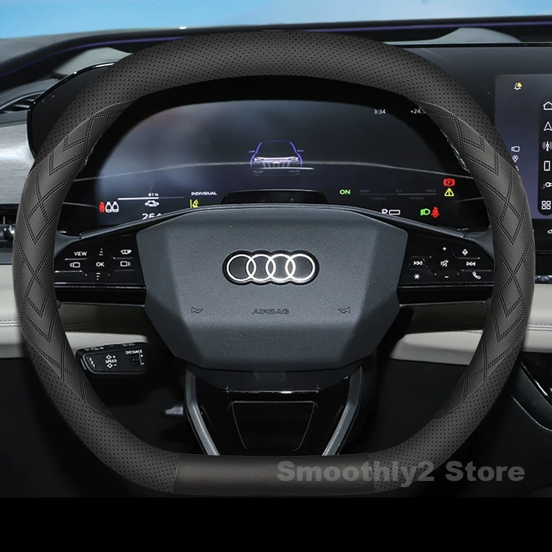 غطاء عجلة قيادة السيارة من الجلد لجميع أودي A5L Q6L Q4 Q5 S etron 2024 2025 2026 ملحقات داخلية مقاومة للاهتراء
