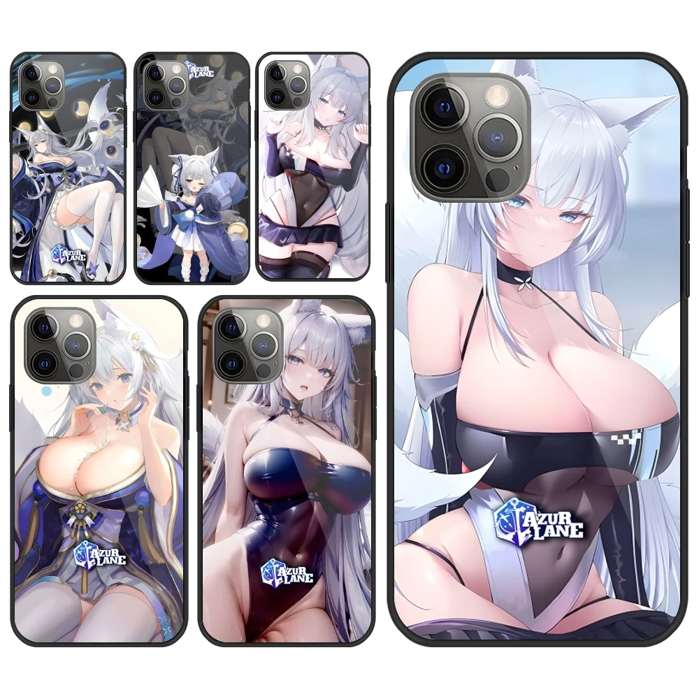 Azur Lane Shinano Mobile Cell Phone Case for iPhone 15 14 13 12 11 XS X 8 7 6 Plus Mini Pro Max SE 2022 PC Glass Cover Shell