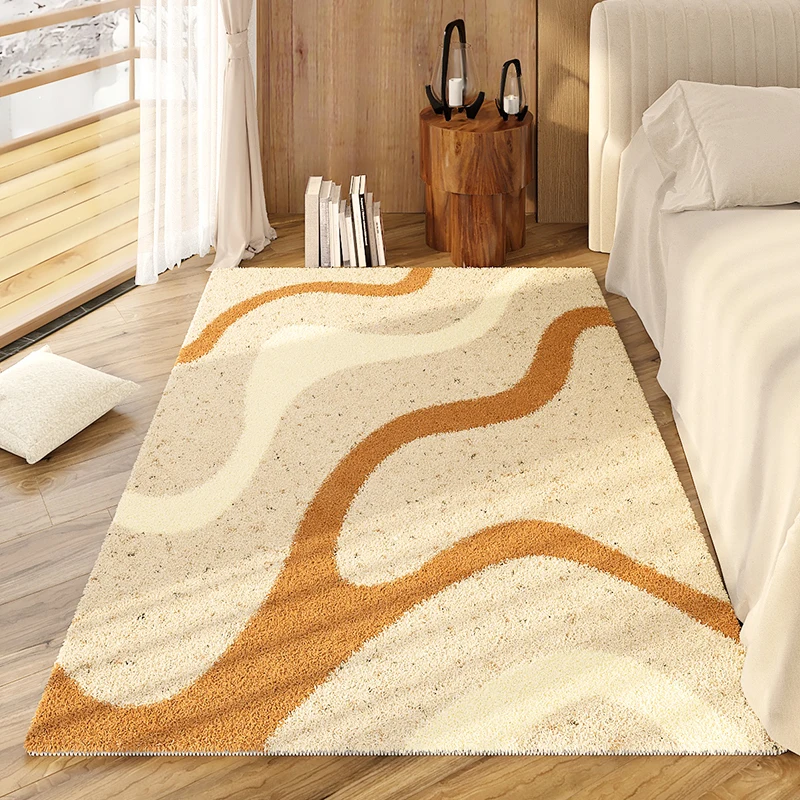 Modern Japanese Bedroom Bedside Plush Carpet Simple Cream Color Living Room Plush Rug Home Balcony Bay Window Fluffy Soft Rugs