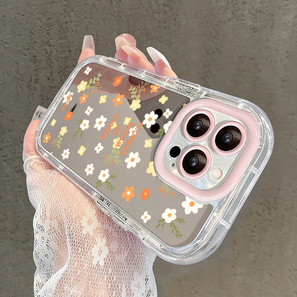 Niedliche Wildblumen- und Unkraut-Motiv Air Cushion Spiegel Handyhülle für iPhone 17 15 14 16 Pro Max 13 12 11 Pro XR XS 7 8 Plus 17Air Girl Cover – Detail 25