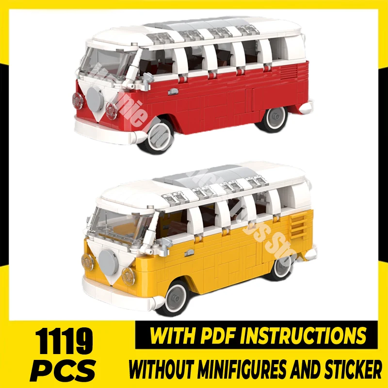 

Moc Building Blocks Transporter T1 Samba Red/Yellow Model Technology Bricks Urban Car Model DIY Assembly Set Gifts Holiday Toy