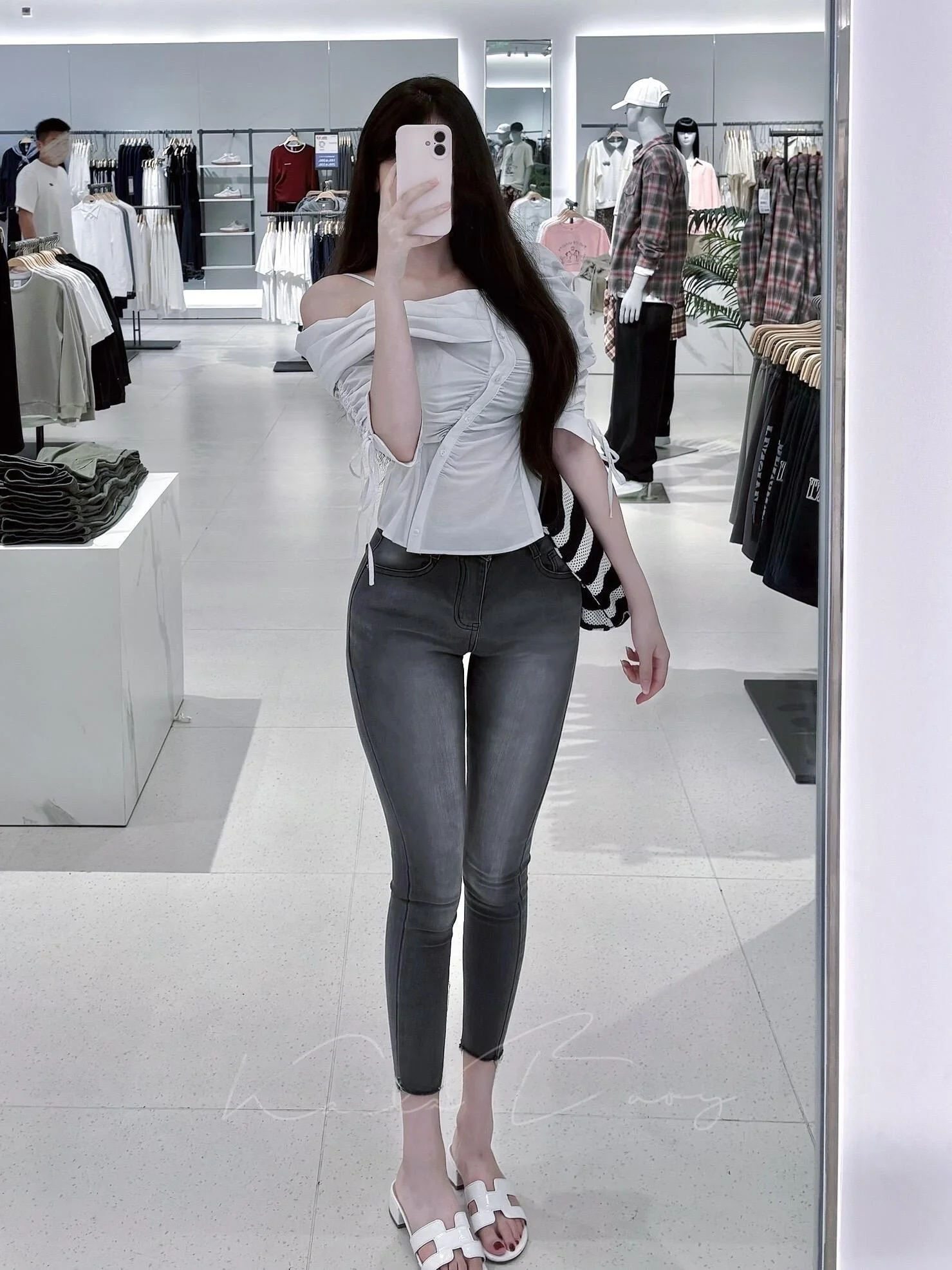 

High Waist Skinny Jeans Women's Retro Washed Grey Slim Fit Pencil Nine Point Pants Tummy Control Butt Lifting Cotton Stretch