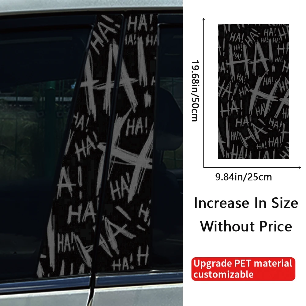 Joker HAHAHAHA Car Stickers DIY Car B-pillar Cover Scratches Waterproof Durable Cartoon Automobile Decoration Auto PET Decals view 2
