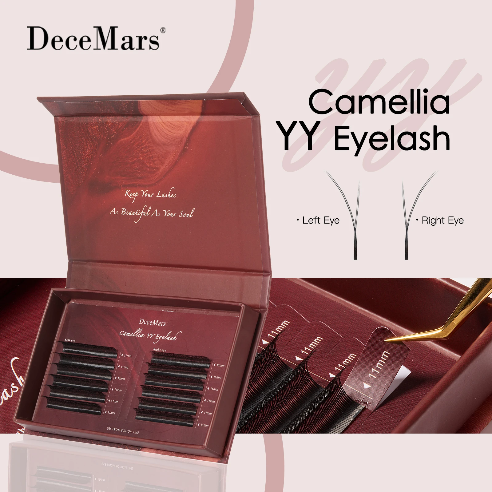 DeceMars Camellia YY Eyelash Extensions Flying Eyelash for Makeup
